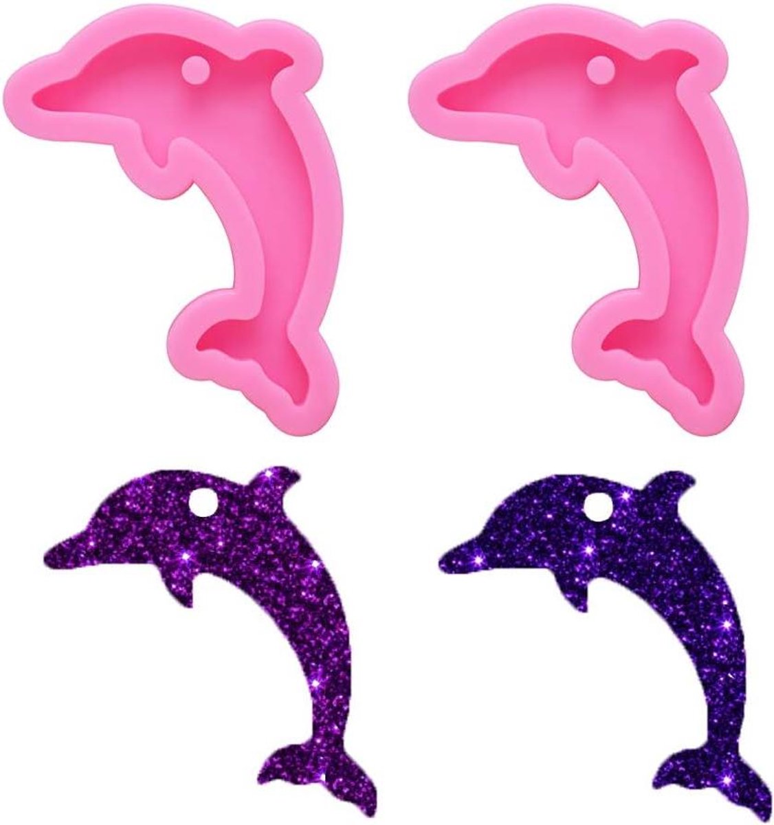 Thelau - Dolphine Sleutelhanger | Siliconen Vorm | Hanger | Harsvormen DIY Sieraden | Knutselen en Handwerk | Set van 2